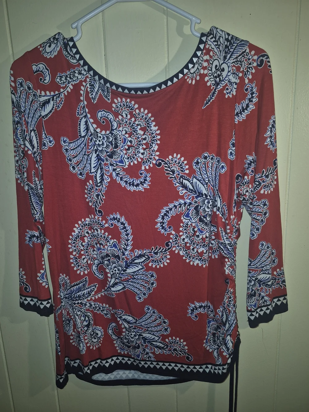 Ruby Rd. Red Paisley-Print Scoop Neck Long Sleeve Top